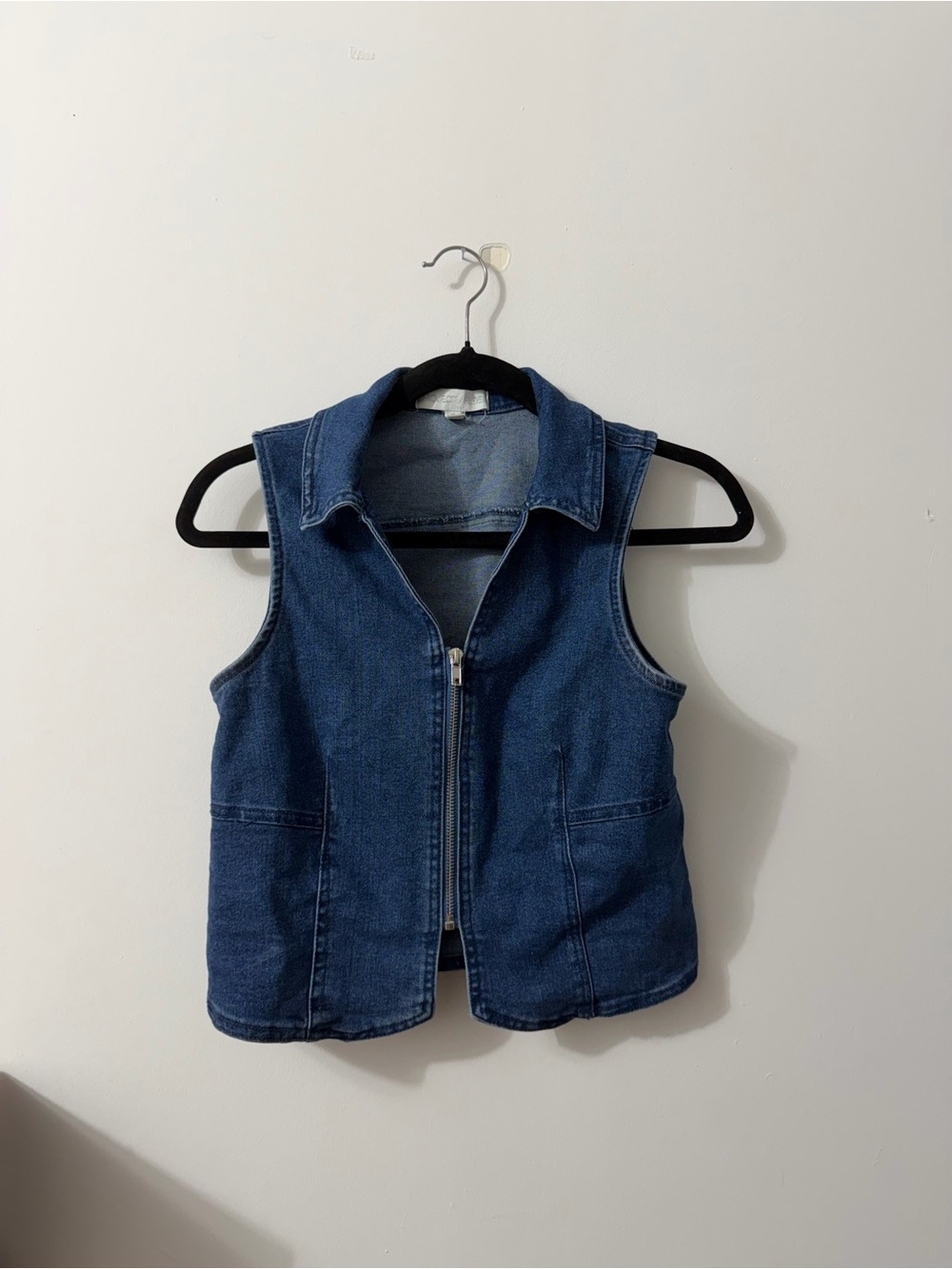 Classic Sleeveless Denim Zip Vest